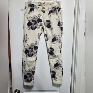 American Eagle Outfitters Cream Floral Skinny Jeans